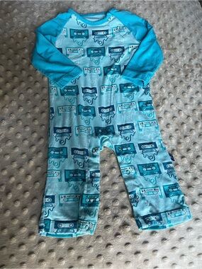 Kickee Pants Bamboo Blue Cassette-Print One-Piece